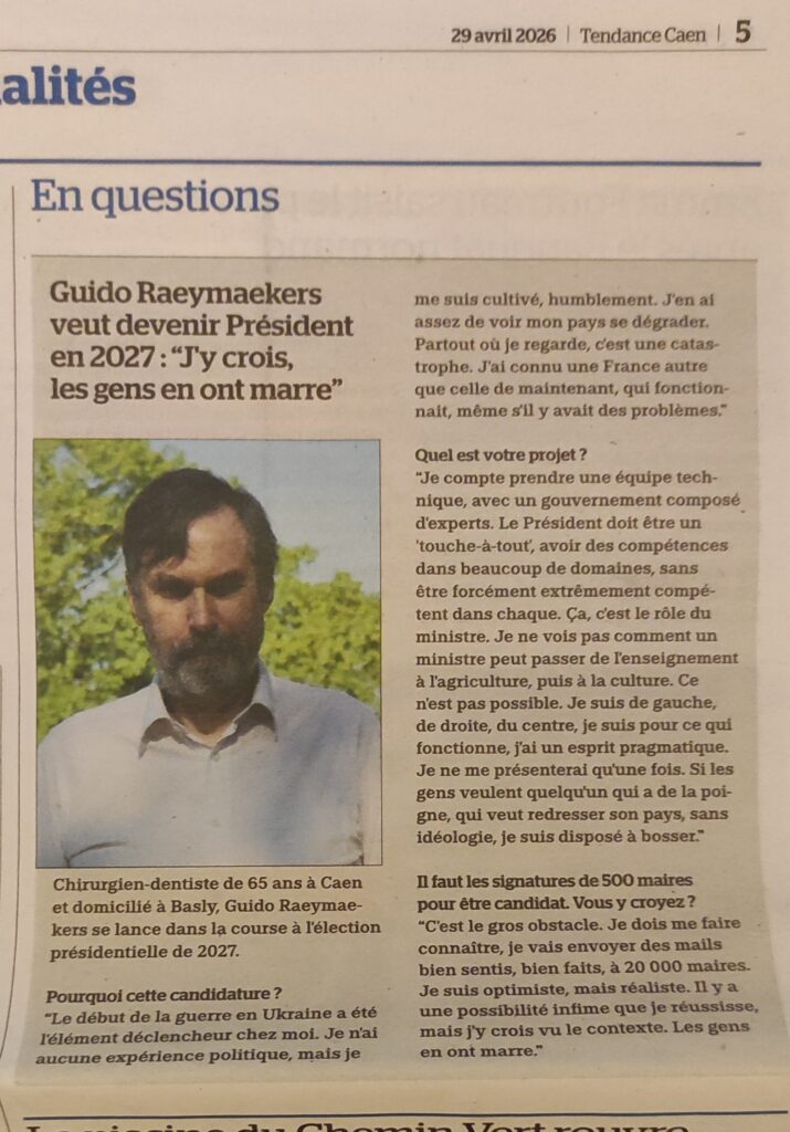Guido RAEYMAEKERS élections 2027 Article - Candidat 2027 Guido RAEYMAEKERS élections 2027 Article